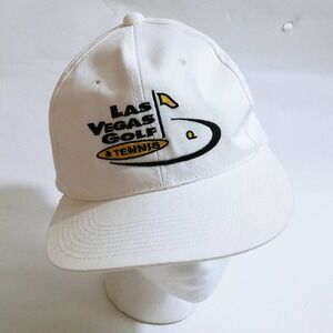Vtg Las Vegas Golf & Tennis Snapback Baseball Hat White (hb2)
